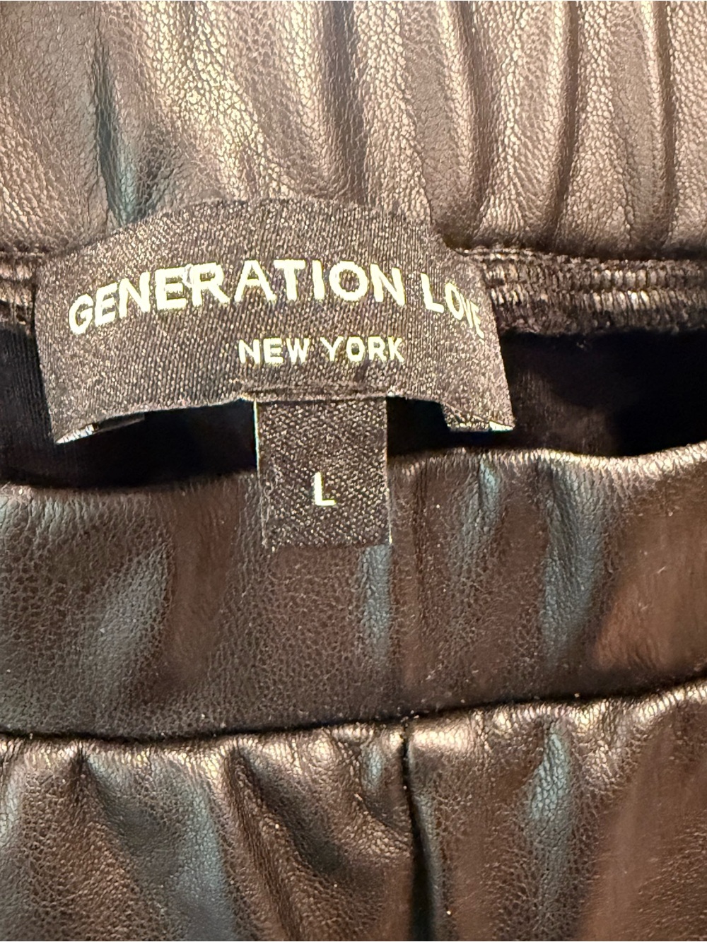 Generation Love NY Black Faux Leather Vegan Pants Flare Leg L - Picture 3 of 4